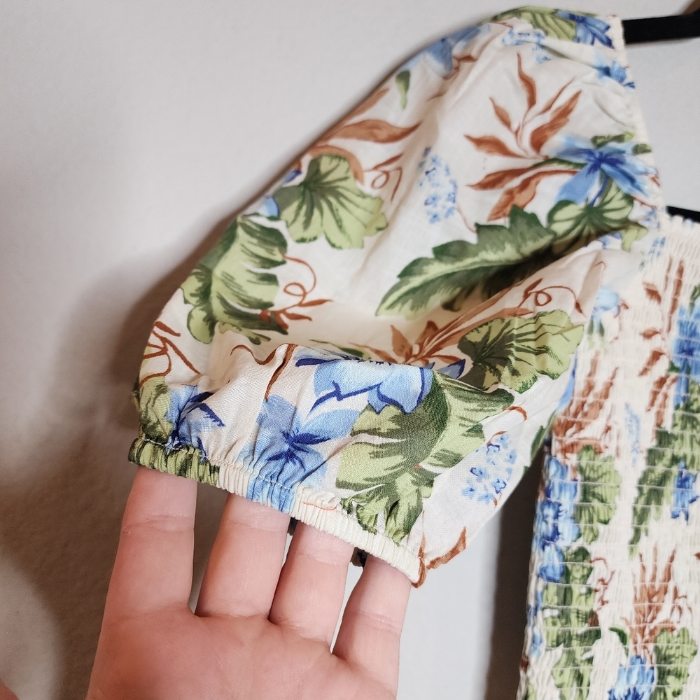 NWT Janie and Jack Tropical Floral Smocked Cropped Puff Sleeve Top Size 14‎ - Picture 10 of 13